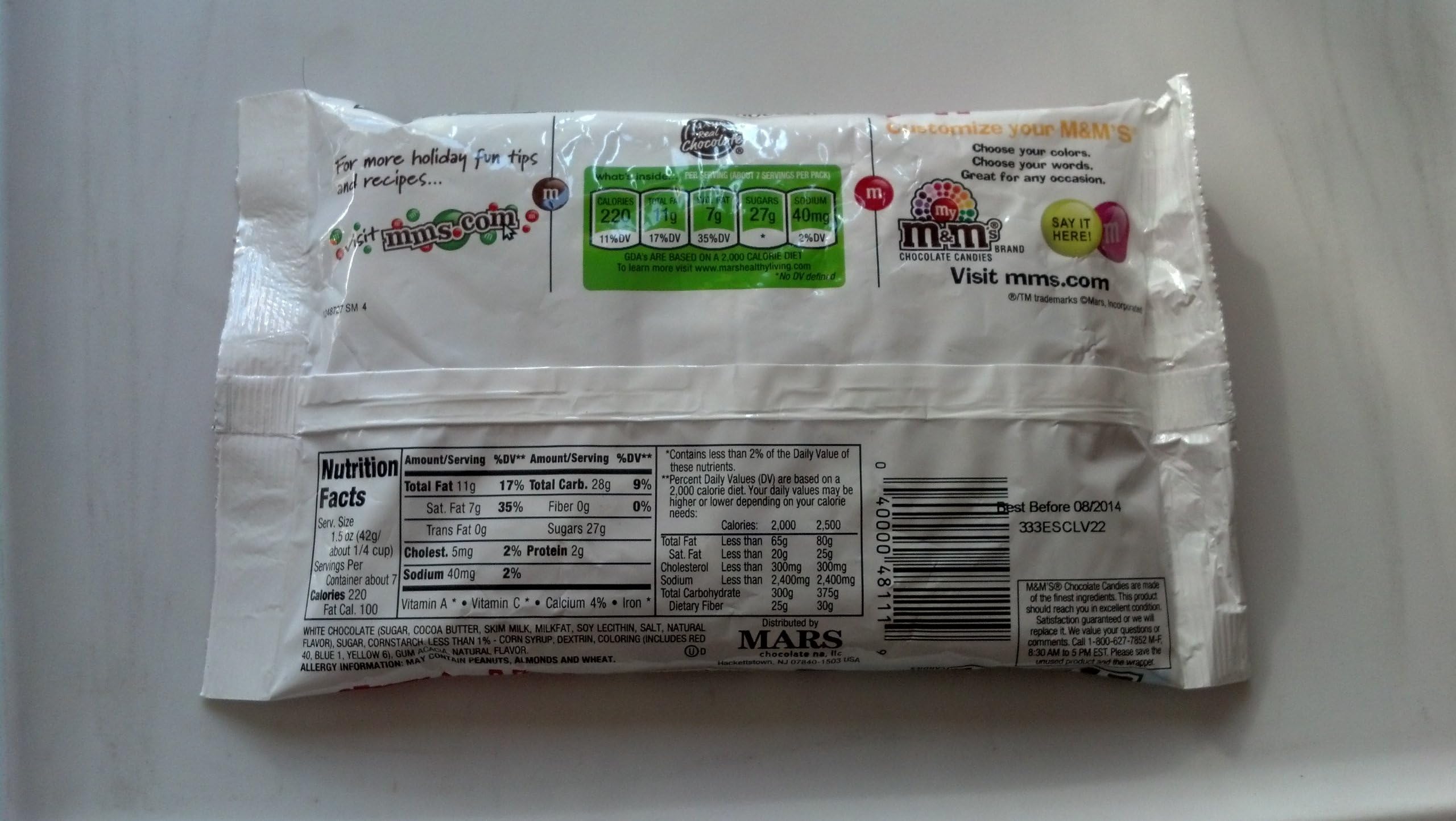 White Chocolate Peppermint M&M Candies 9.9 oz Bags, 4 Pack