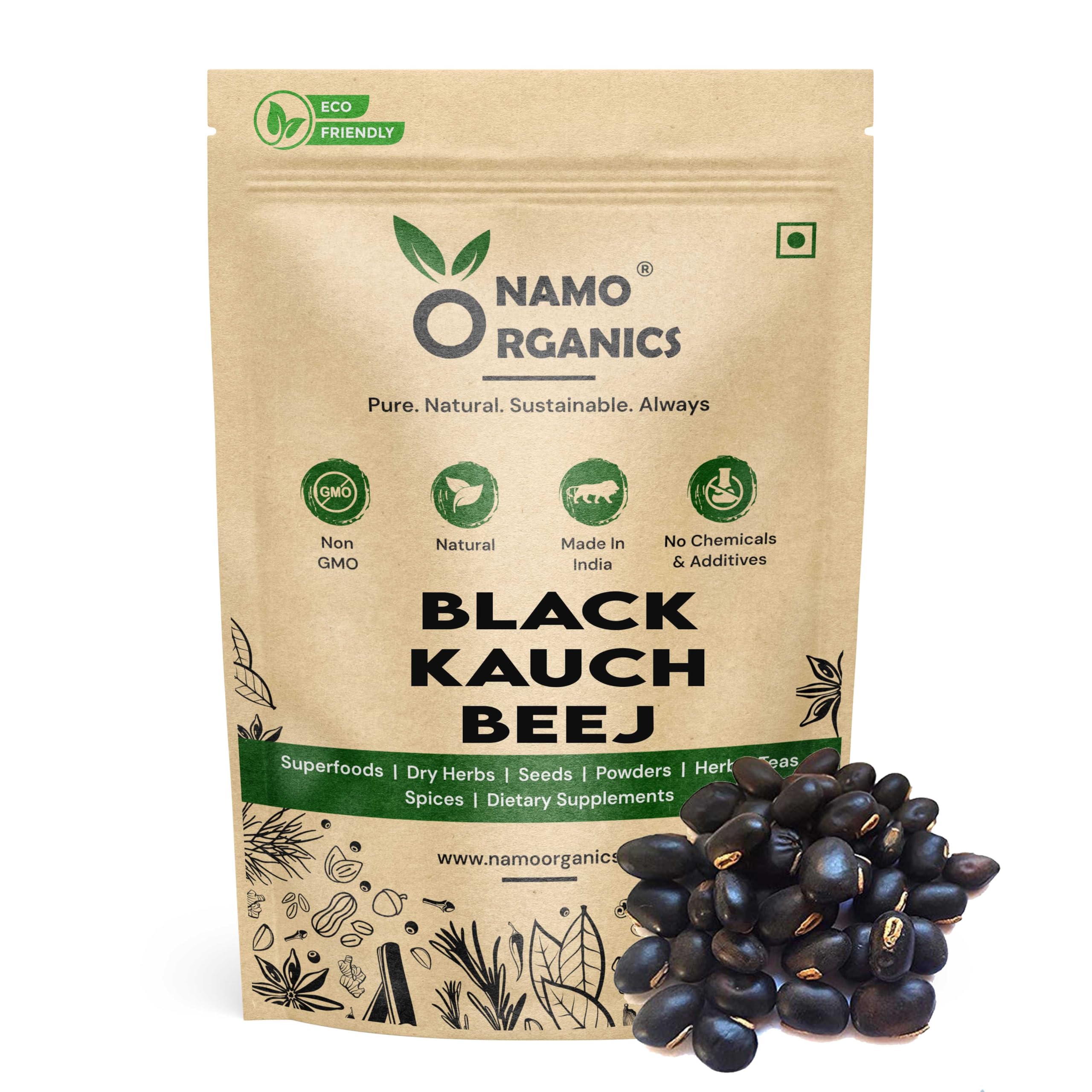Namo Organic Black Kaunch beej 250gm (sabut) - Raw Whole Velvet Beans-image-47