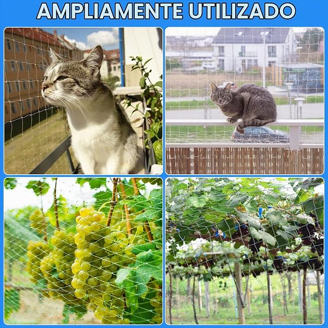 Foto 6 de 7 de Zyluniy Balcon Red para Gatos, Red para Gatos Terraza 4x3m Transparente, Redes para Gatos sin Taladro