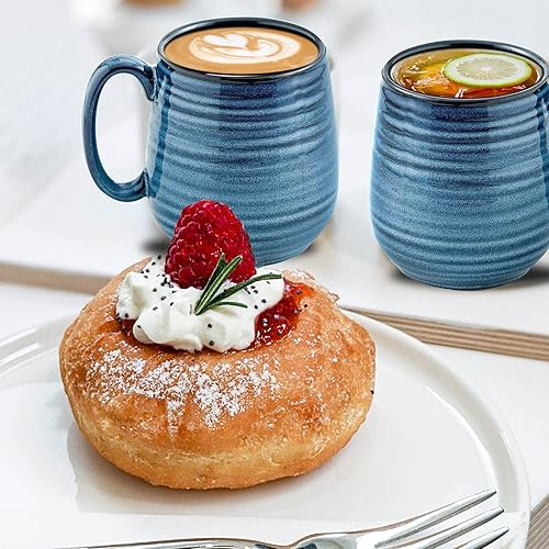 Miniatura 7 de Hasense Juego de 2 tazas de café grandes de porcelana de 20 onzas para la oficina y el hogar, taza de café moderna con mango grande para café con