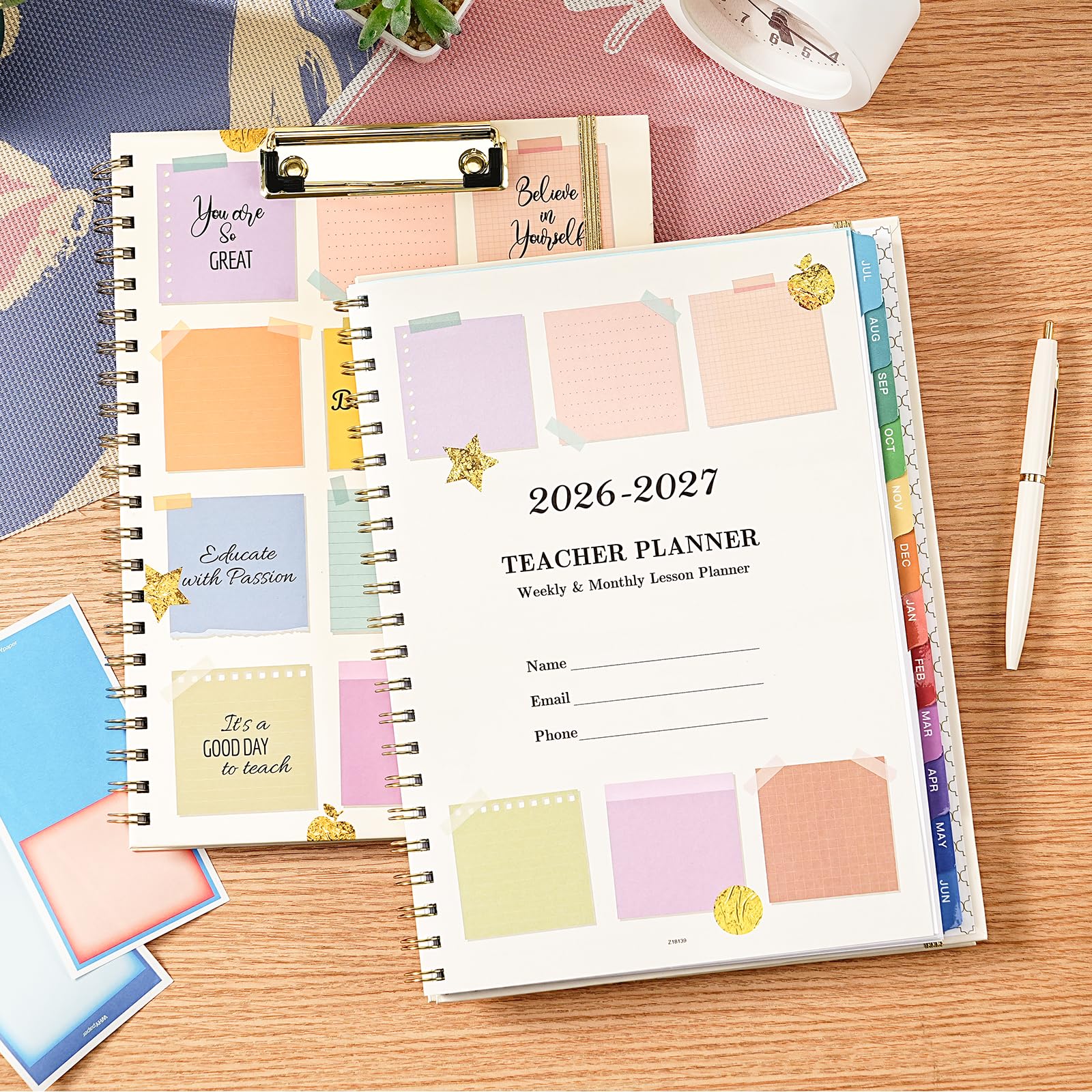 Lehrerplaner 2026–2027, Juli 2026 – Juni 2027, Lehrerplaner 2026–2027, akademisches Jahr, 21,6 x 27,9 cm, Wochen- und Monatsplanungsbuch, Schulunterrichtsplan
