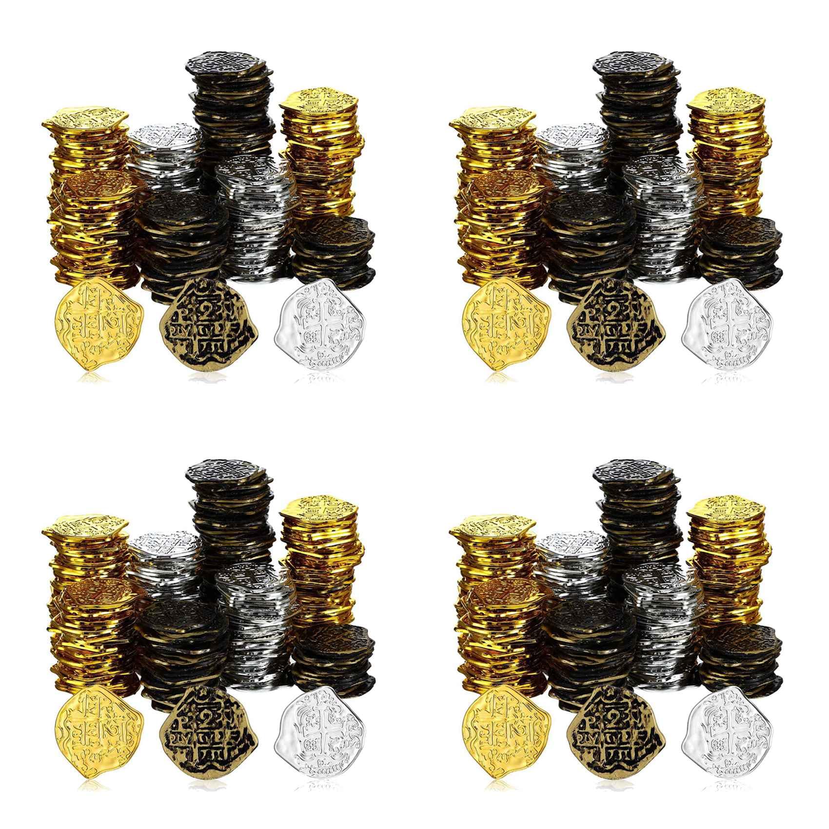 1200 Piezas de Monedas de de Plástico Monedas Piratas Niños Juegan Monedas para Fiesta Pirata Cofre del Juegos Fichas Juguetes Cosplay