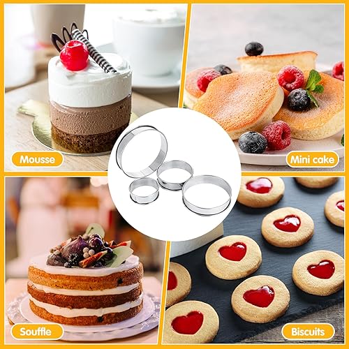 Miniatura 3 de Boao 16 anillos de magdalenas inglesas antiadherentes de doble enrollado, cortador de galletas, cortadores de galletas de doble rollo, moldes