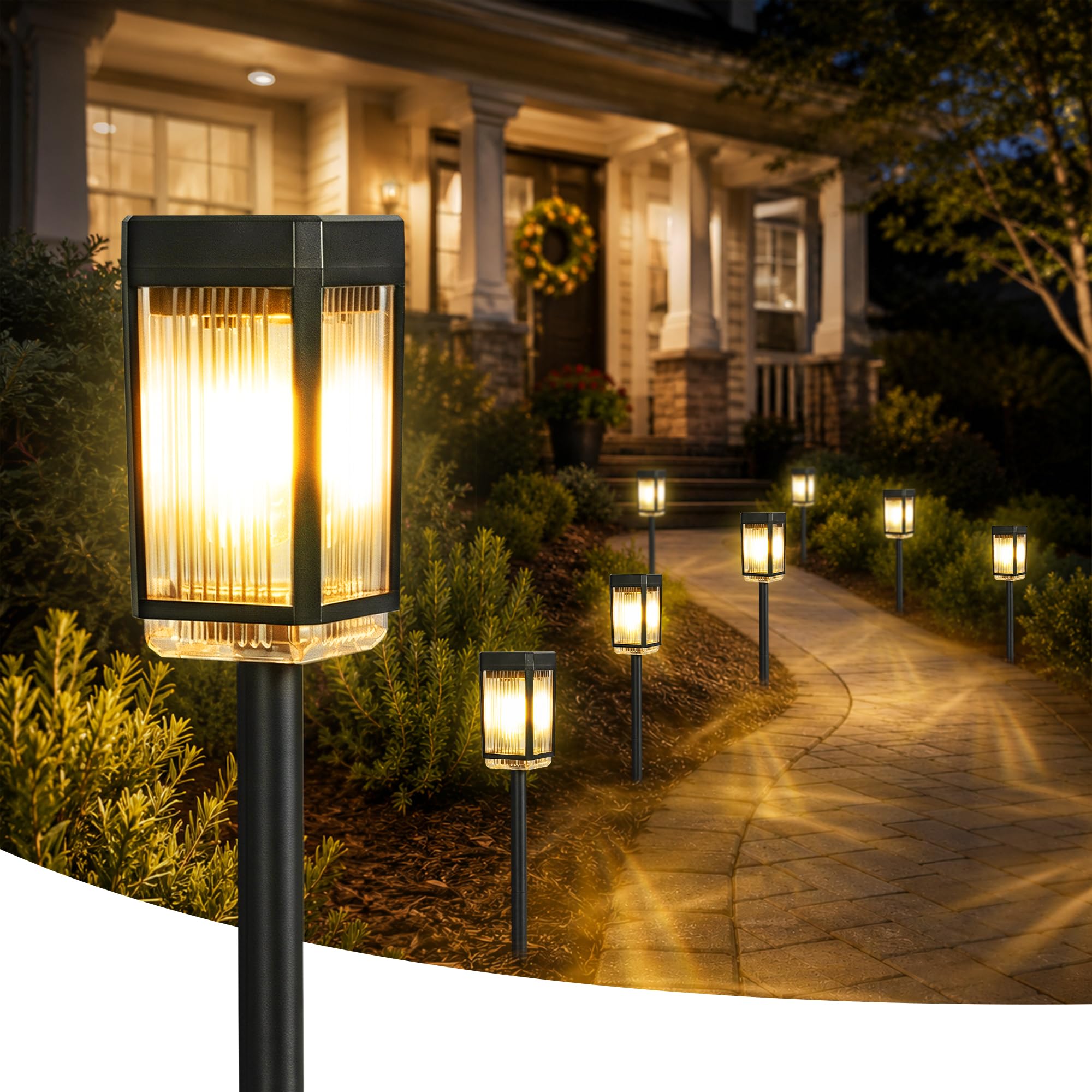 HMDecor Solar Pathway Lights, 8 Pack Solar Powered Garden Lights Waterproof IP65, 3 Brightness Modes 10-40 LM Outdoor Light for Lawn Patio Walkway Driveway Decor Landscape Lighting (Warm White)