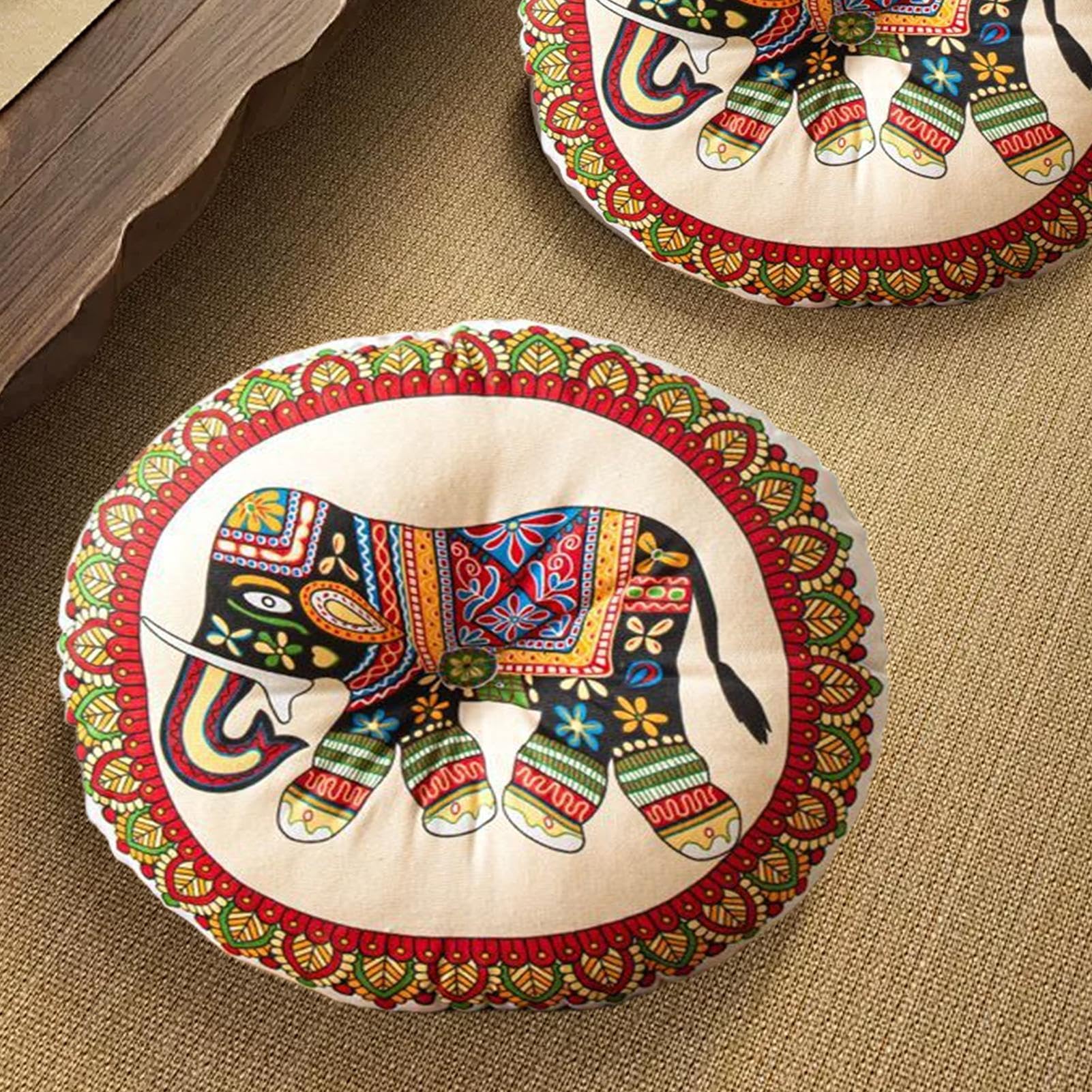 Stylowe okrągłe poduszki na krzesło, solidna poduszka do medytacji, gruba podkładka na krzesło do kuchni, boho poduszka podłogowa 40 x 40 cm na krzesła do jadalni, wewnątrz, na zewnątrz