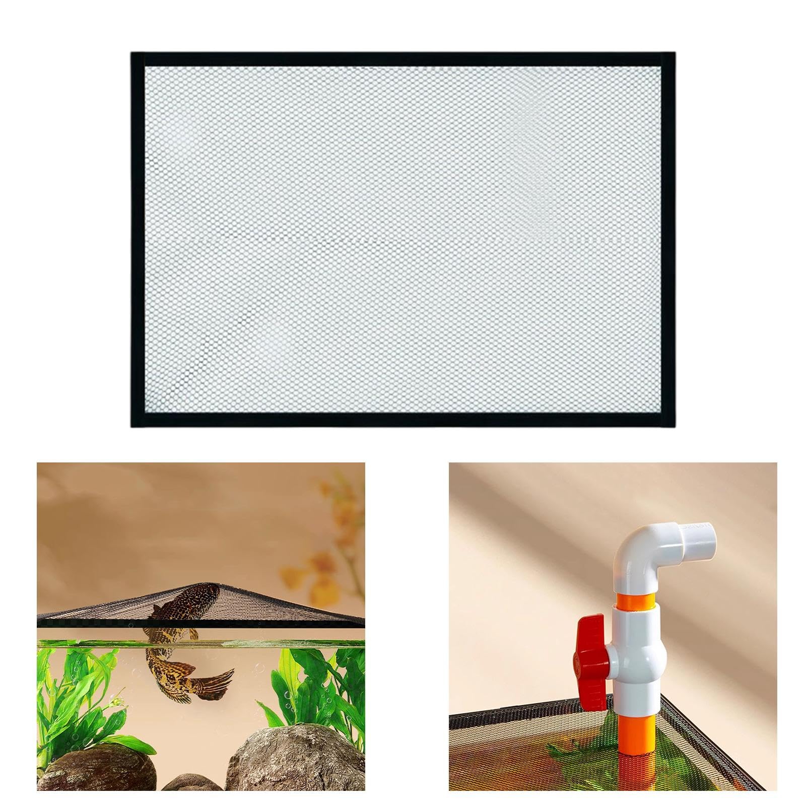 Couvercle supérieur d'écran d'aquarium, Filet en Maille Anti-Saut, Couverture supérieure Multifonction, Protection Anti-Saut, 60x30cm