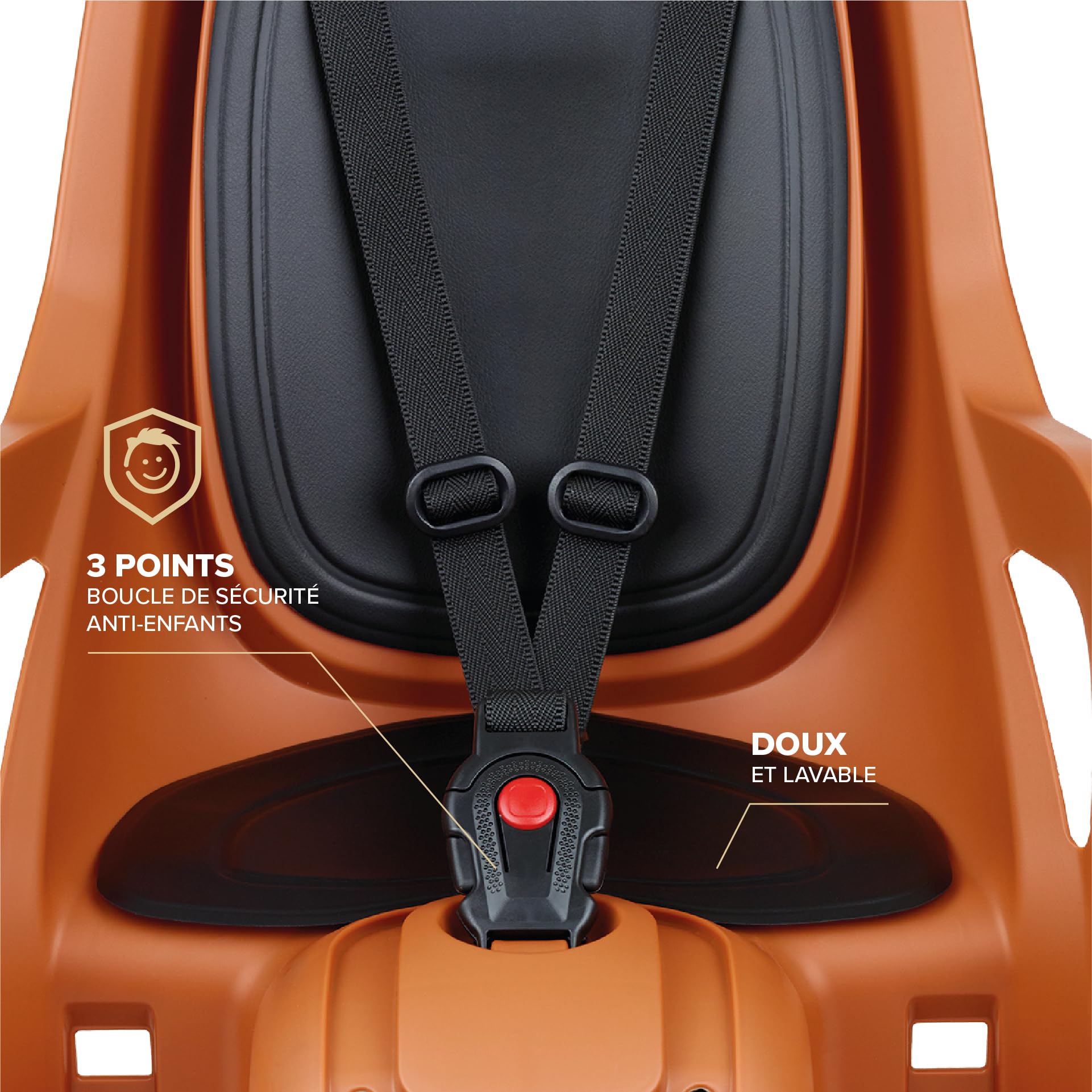 Siège Enfant vélo arrière Polisport Groovy MIK-HD pour Porte-Bagages MIK-HD, Installation Rapide et sûre, Design modernisé, Confort Optimal, Jusqu’à 22 kg et 110 cm, Couleur Marron Caramel