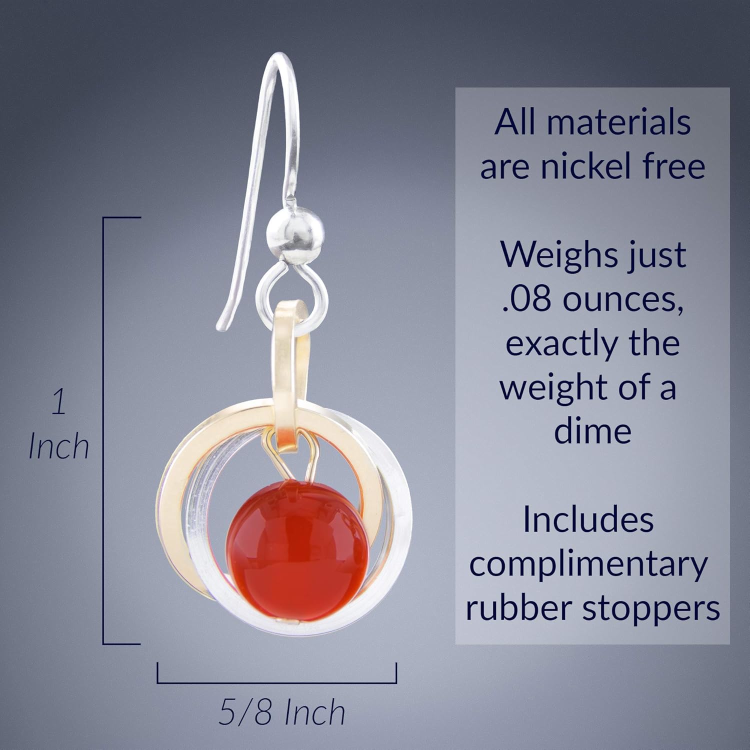 Classic Red-Orange Natural Carnelian Gemstone Short Dangle Earrings with Sterling Silver 925 and 14K Gold-Filled Circles Fall Jewelry Jewelry Gift for Her - Image 3