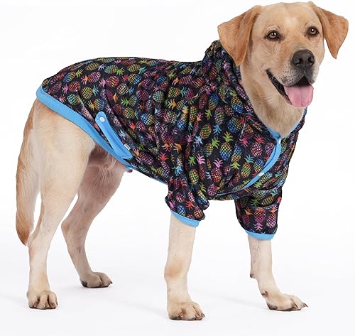 LovinPet Sudadera con capucha para perro Chihuahua para niña, tela de franela ligera y cálida con estampado negro Pinapple Paradise, ropa para