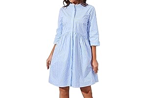 Casual Button-Down Striped Tshirt Dress