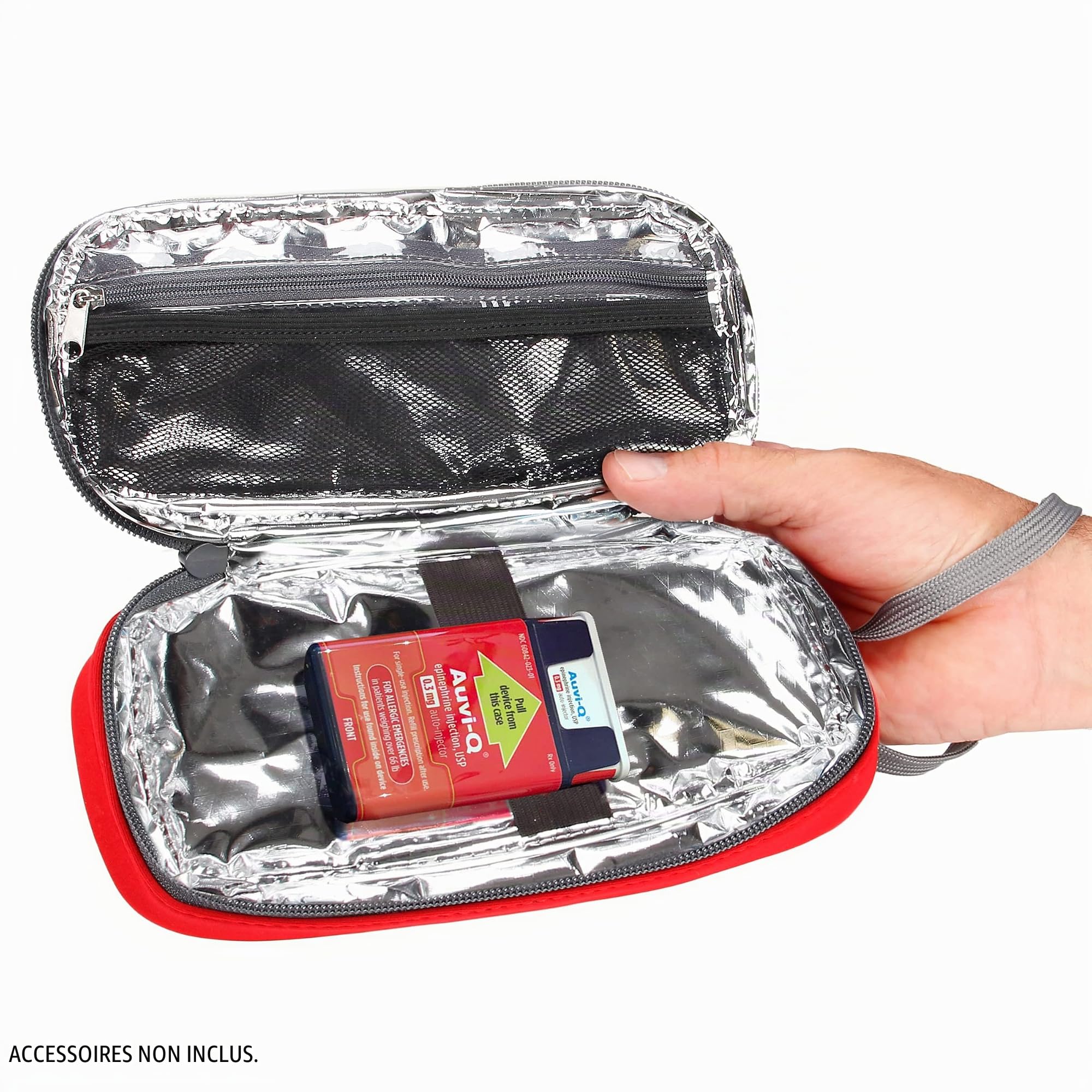 USA Gear Trousse Medicaments Isotherme Rouge Haute Visibilite pour EpiPen/Auvi-Q, Spray Nasal, Medicaments Allergies, Inhalateur Asthme, Seringues, Pack de Glace - Exterieur Deperlant