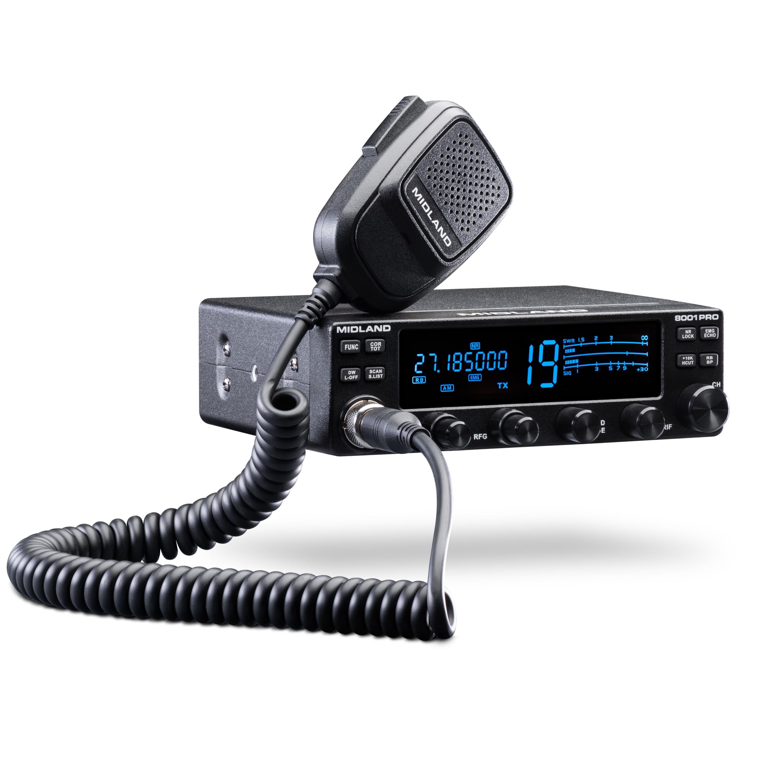 Midland - Kit Vivavoce Bluetooth Dual Mike per Radio CB 4 Pin, Microfono Preamplificato con DSP, PTT Wireless, BLE - Hands Free, Compatibile con Midland 8001 XT e STABO XM 4082/3044/3003, App CB Talk