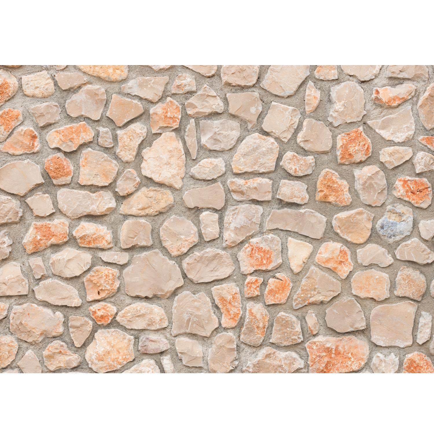 Runa Art G Wallpaper 396 X 280 Cm Stone Wall Non-Woven Decoration Print Wall Mural Livin Room - Made In Ermany - Beige 9487012A