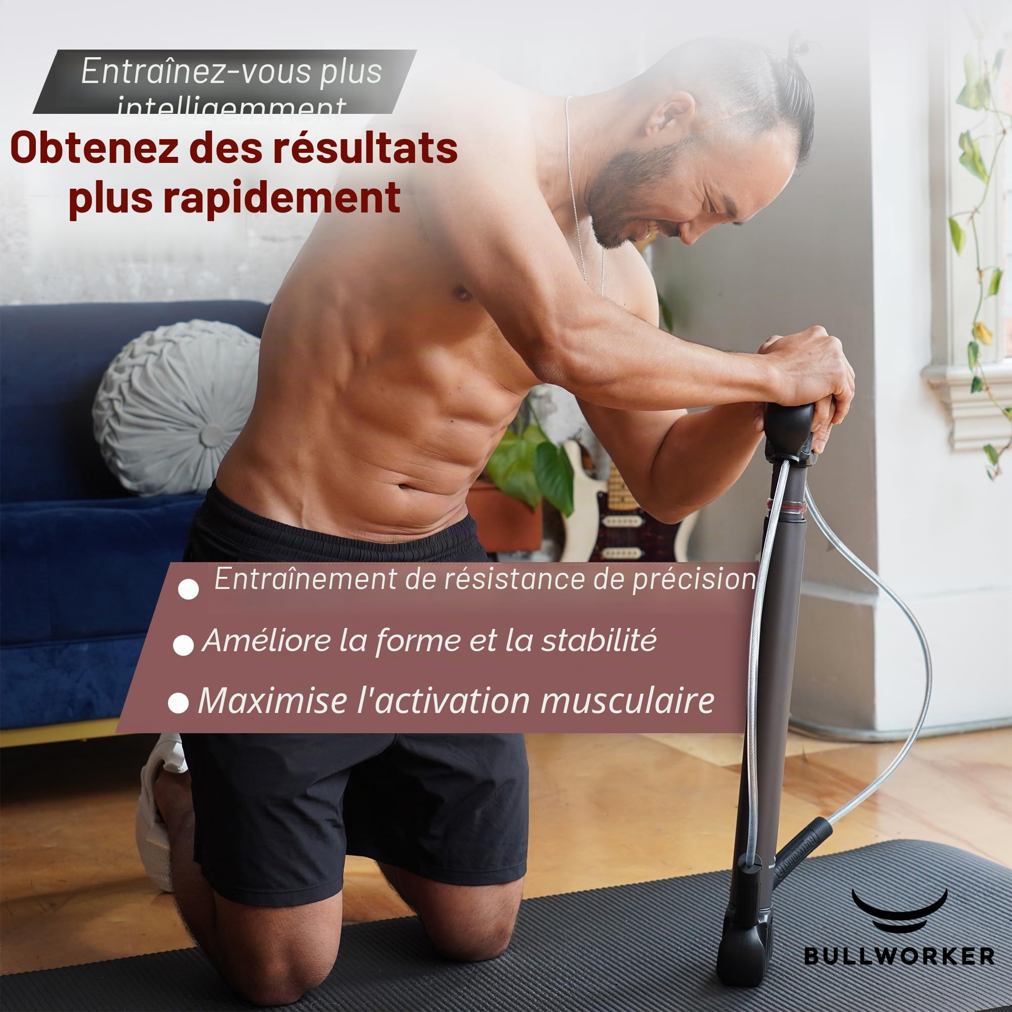 Bullworker Bow Classic 90cm Appareil d'exercice isométrique, Salle de Sport Portable à Domicile, résistance personnalisée, Appareil d'entraînement pour la Poitrine et Les Bras, Complet du Corps