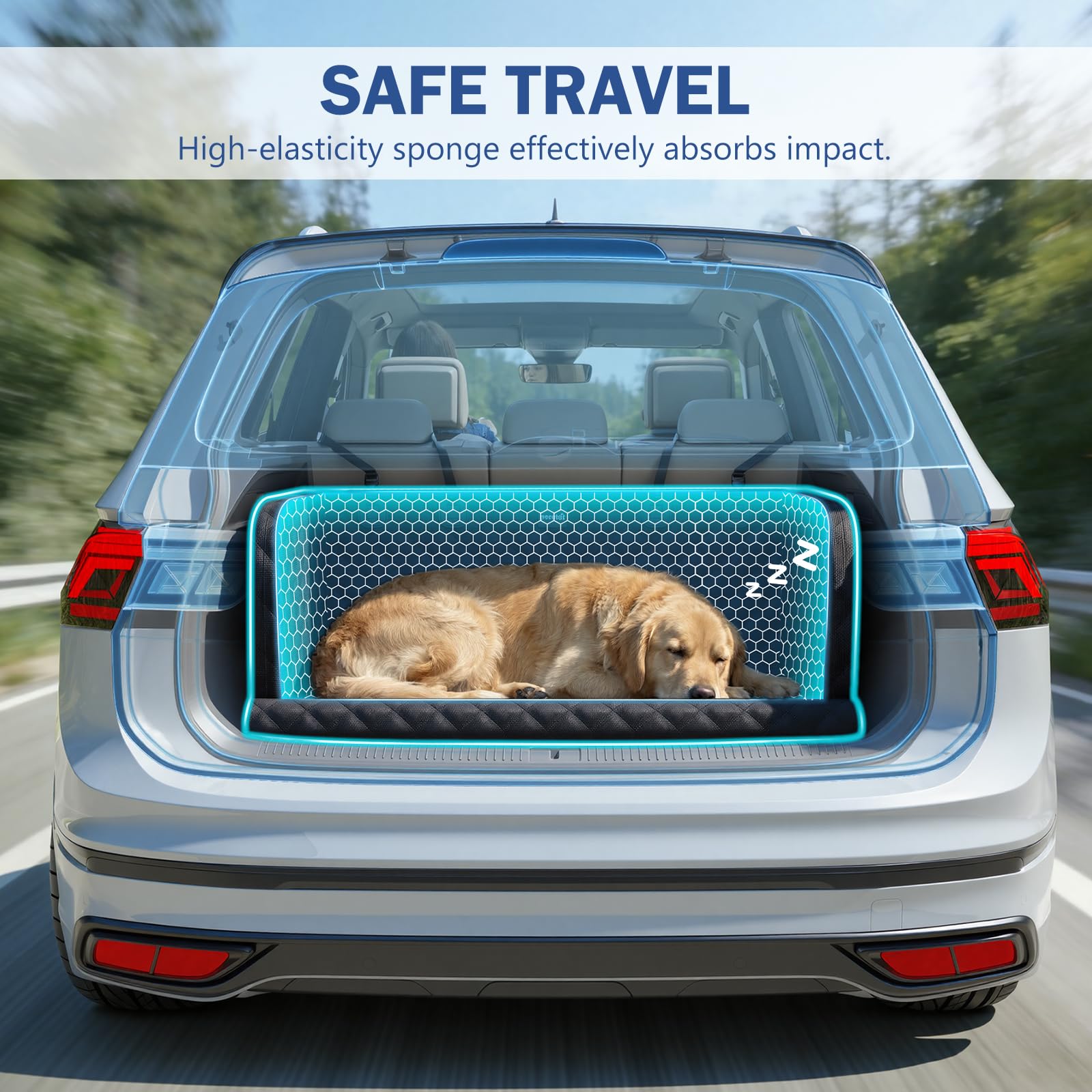 Pecute Telo Auto per Cani Protezione Bagagliaio Copertura, Protezione anticollisione in spugna, Telo Cane Auto Bagagliaio per SUV