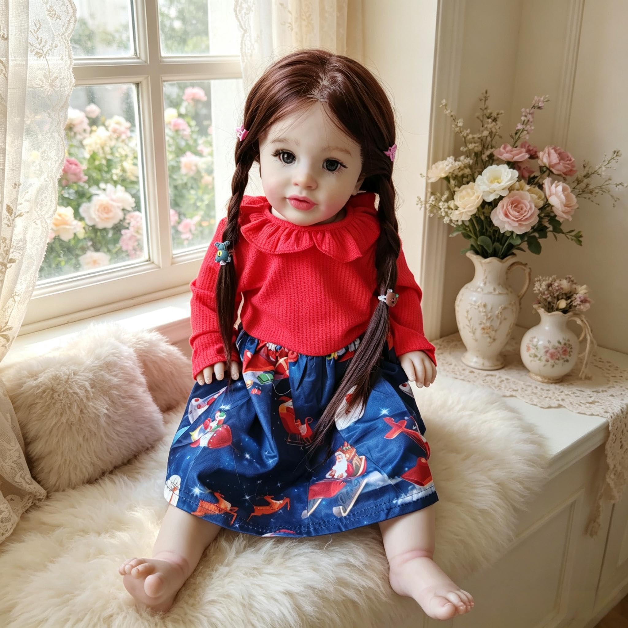RXDOLL Realistische Reborn Kleinkind-Puppen Mädchen Pippa 66 cm große Größe Reborn Babypuppen aus weichem Vinyl-Tuch Körper lebensechte Kleinkind-Puppe mit verwurzelten Haaren für Kinder Mädchen