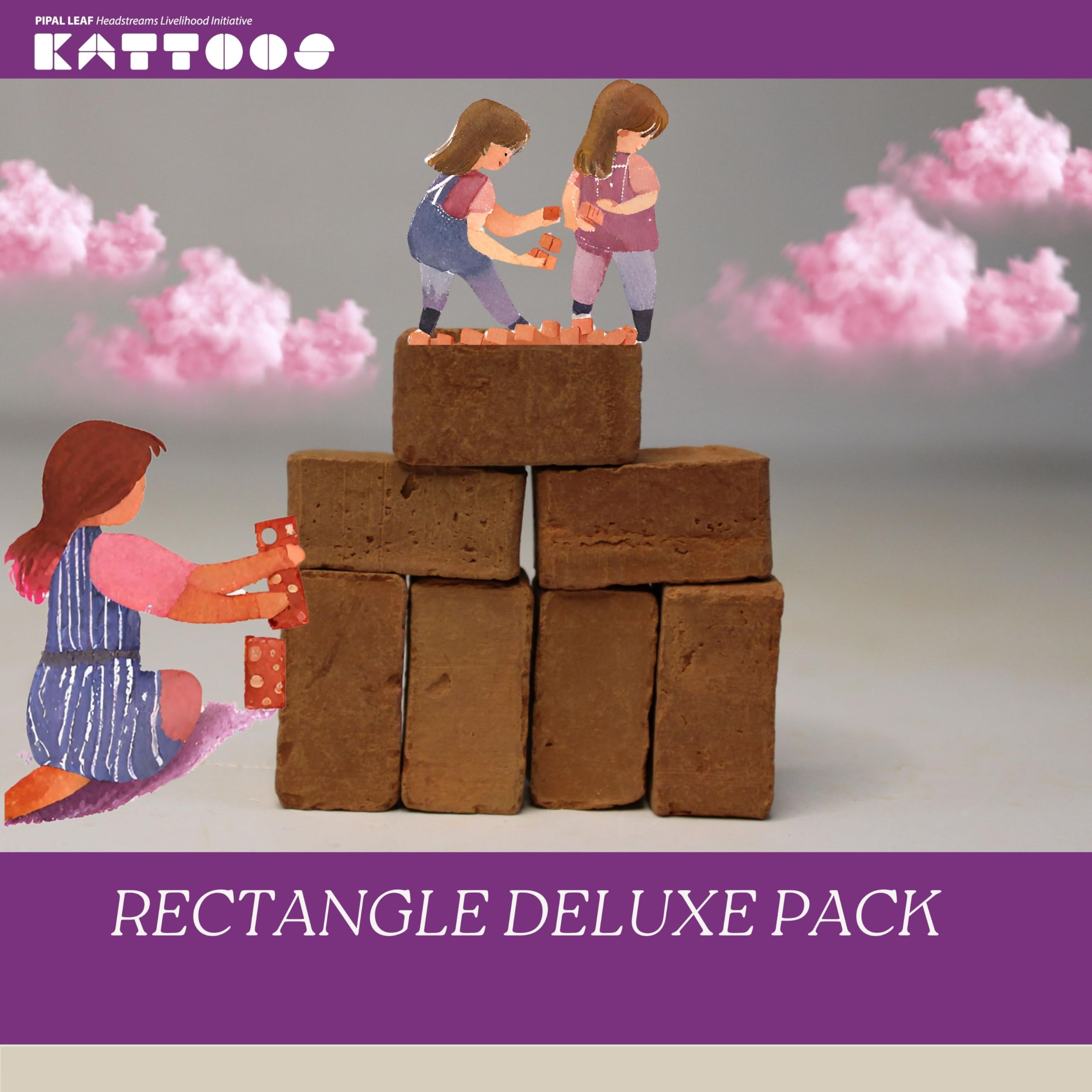 Kattoos Rectangle Miniature Terracotta - Reddish Brown Bricks, 390 nos. (330 Rectangle + 60 Other Shapes) Educational Building Toys for Kids, Birthday Gifts, Dioramas, Model Making - Image 7 thumbnail