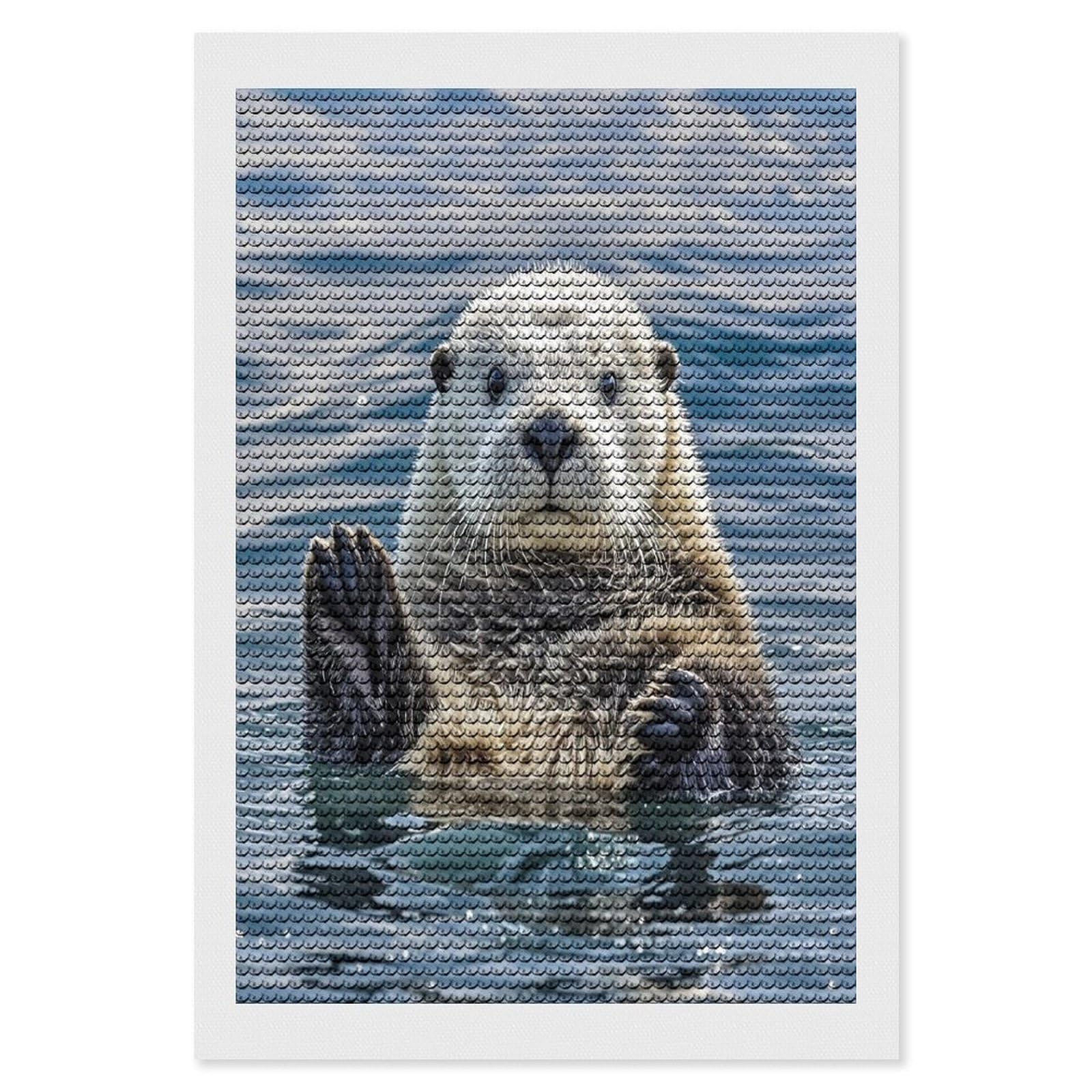 FekiLoot Sea Otter Diamond Painting Kits for Adults Full Round Drill Diamond Art Kits for Beginners 5D DIY Diamond Dots Paintings Diamonds Pictures Gem Art Home Wall Decor 8"x12"