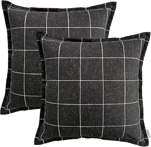 Miniatura 6 de Almohada a cuadros de calidad estilo bohemio, diseño de cremallera oculta en la espalda, más como un sobre, funda de almohada de lino, cada paquete