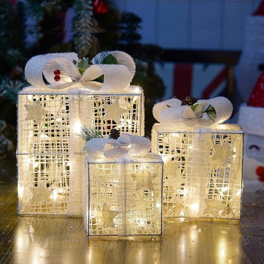 White lighted christmas boxes Clearance