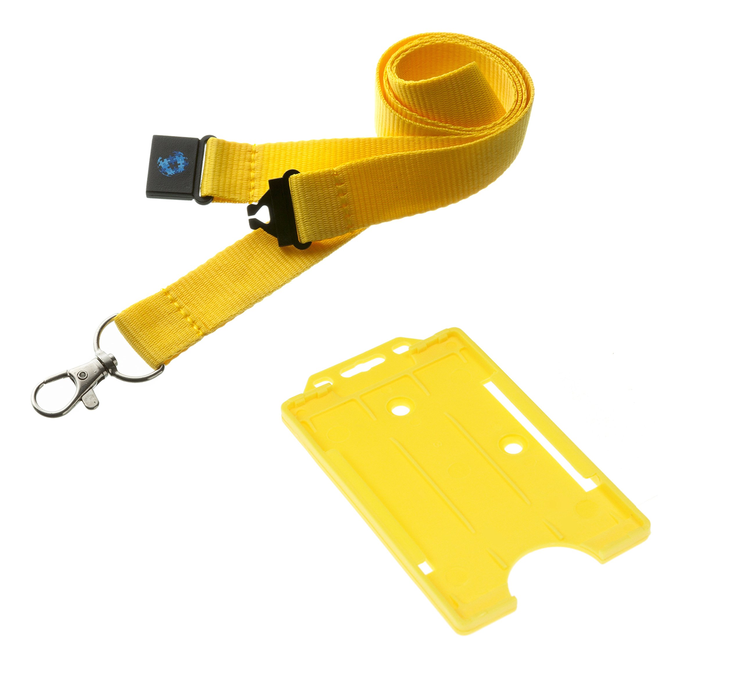20mm Lanyard with Safety Break Away and Matching Single Vertical Card Holder (Yellow)