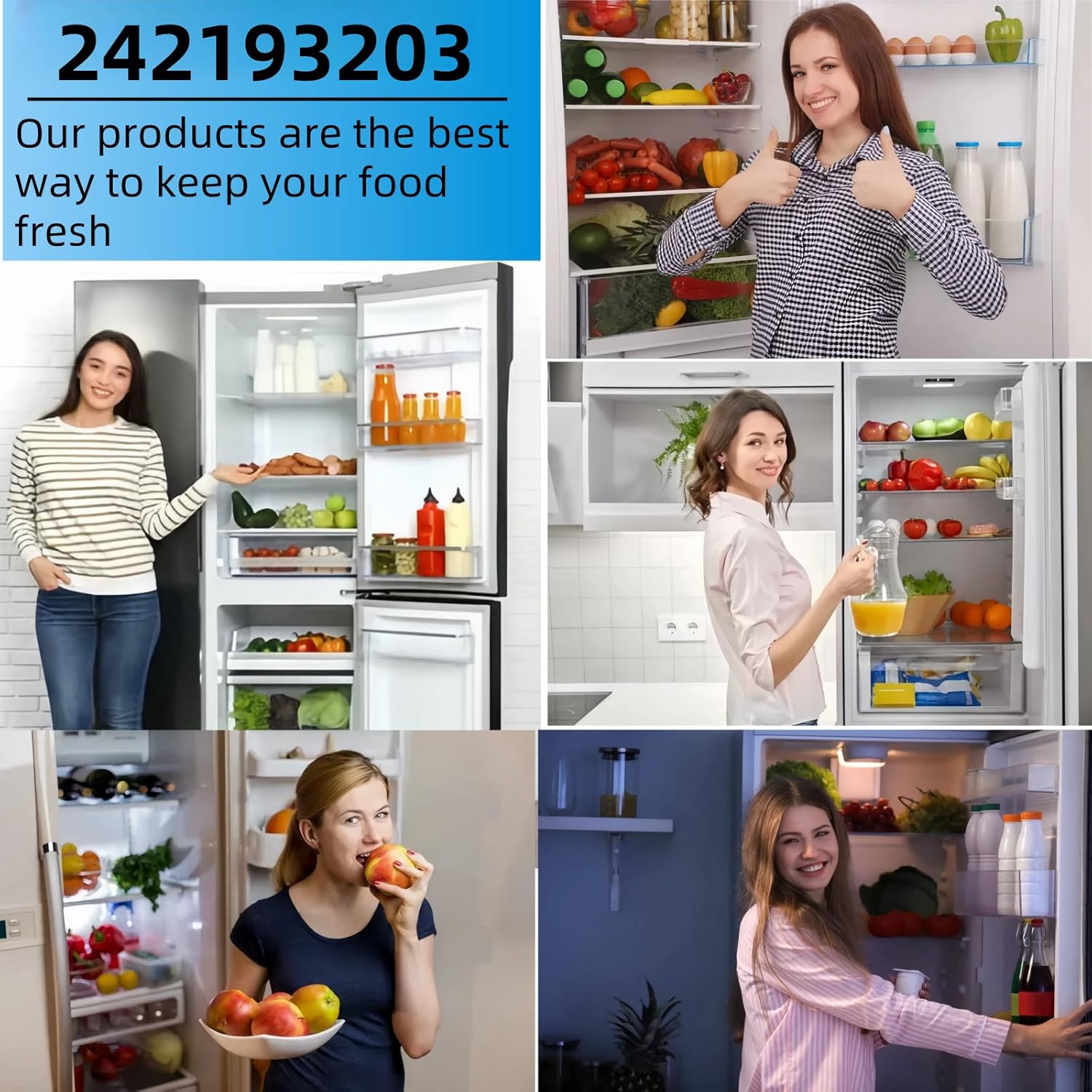 Upgraded 242193203 Refrigerator freezer Door Gasket, compatible with Frigidaire, Crosley, and Kenmore refrigerator door seal replacement, 【White】, with a 2-year warranty.with PS9492371 and AP5806624