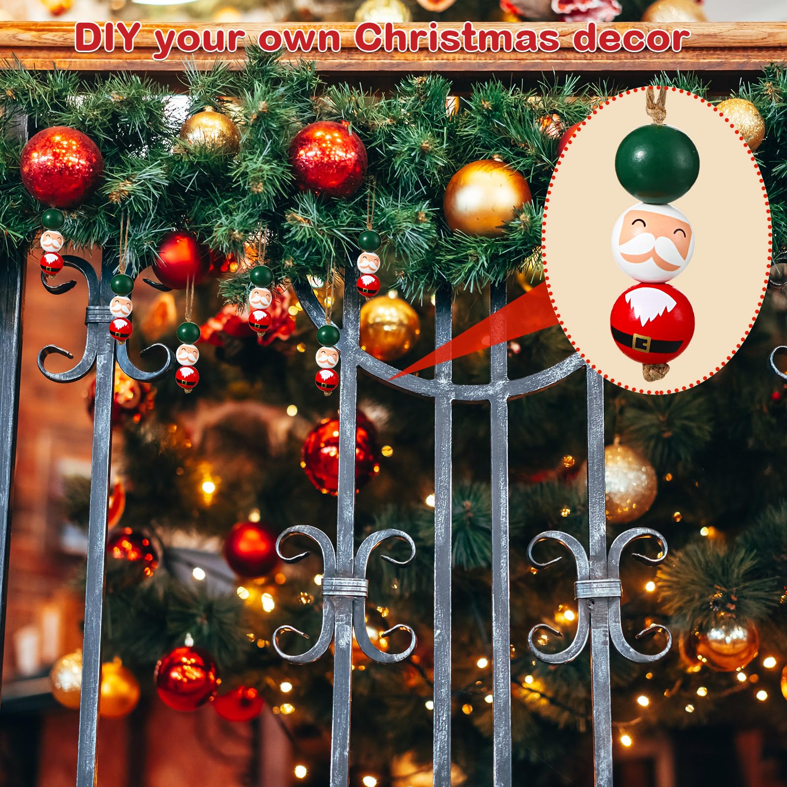 Hicarer Weihnachts-Girlande Aus Holzperlen, 3,6 M Lang, Rot – Festliche Deko Für Baum, Tür & Fenster