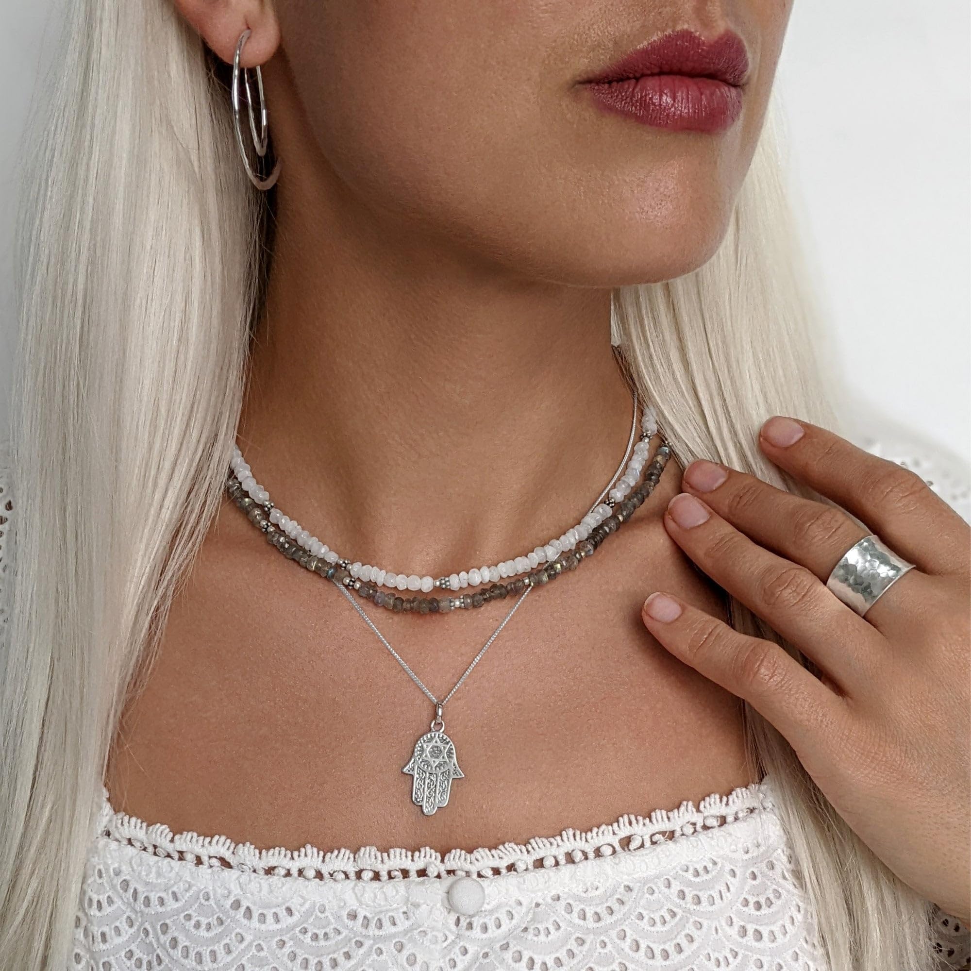 81stgeneration Anello Boho in Argento Puro 999 con Finitura Martellata | Anelli Larghi e Spessi in Argento Massiccio con Pollice | Fascia Regolabile per Donna | Gioielli Fatti a Mano