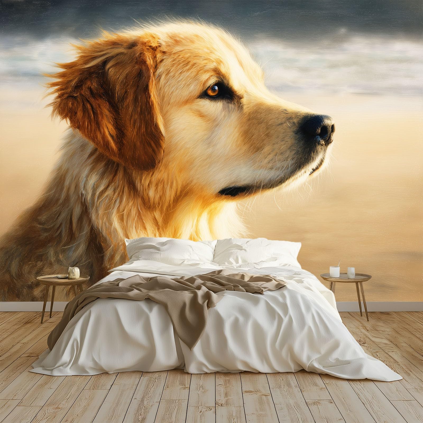 Ölgemälde Wandbild Fototapete 300 x 210 cm, Kinderzimmer Bar Büro Wohnzimmer Restaurant Bekleidungsgeschäft Flur Hotel Tier Hund Porträt Wanddekoration Wandkunst Wandposter