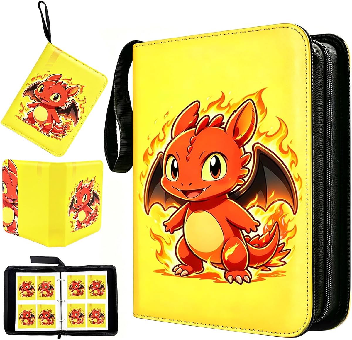 400 Cards Capacity Trading Card Binder, Card Holder with 50 Removable Sleeves, Double Sided 8-Pocket Pages Zipper Album with Wrist Strap for TCG, Sports & Game Cards, Gift for Boys and Girls