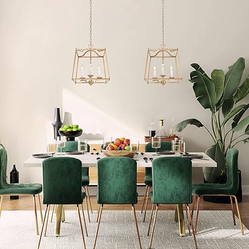 Miniatura 2 de KSANA Candelabro de farol dorado, iluminación colgante dorada para isla de cocina con acabado dorado antiguo, lámpara colgante de vestíbulo para