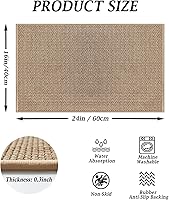 Vista 2 de Artnice Tapetes de cocina pequeños para piso, 16 x 24 pulgadas, con parte trasera de goma, absorbentes, alfombra tejida para el piso delantero