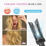 LA MAESII Automatic Rotating Curling Iron, 1 Inch Hair Curler with 3 Temps Fast Heating, 2-Way Rotating Curling Wand, Ceramic Coating, Ionic, Anti-Scald & Tangle, Dual Voltage Auto Shut-Off for Hair Styling (Gray)