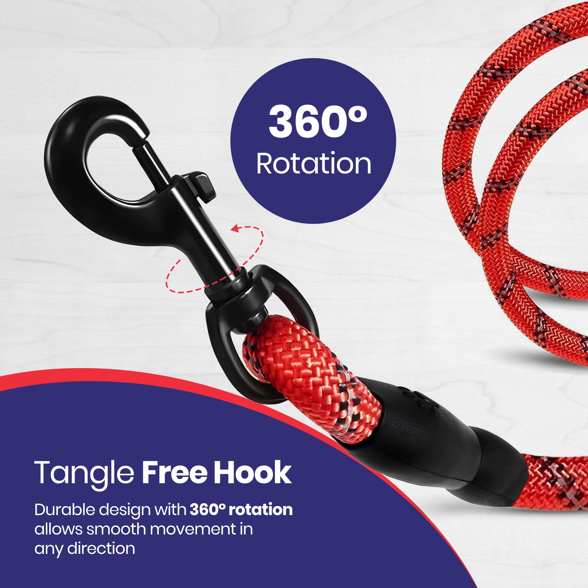 EVOOK Dog Lead -Reflective Dog Leash with Soft Padded Handle, Durable & Lightweight, 1.0cm Width, Multi-Coloured for Dogs (Red, 1.5m) - Image 2