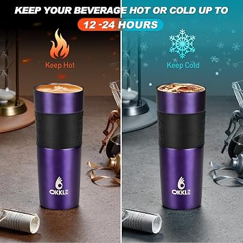 Travel Mugs for Hot Drinks 600ml, Insulated Coffee Mug with Leakproof Lid BPA-Free Coffee Travel Mug, Vacuum Insulation Stainless Steel Cup for Hot and Cold Coffee and Tea