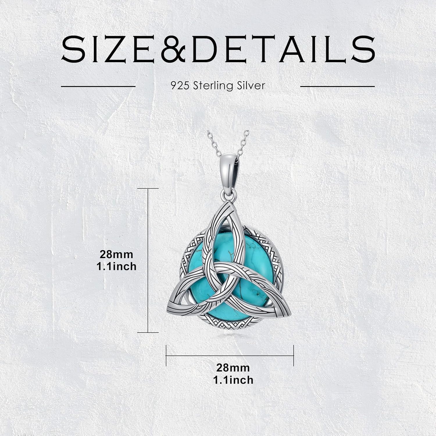 Natural Turquoise Celtic Knot Necklace for Women 925 Sterling Silver 1.2mm Cable Chain and Pendant Genuine Turquoise Jewelry Gifts - Image 6