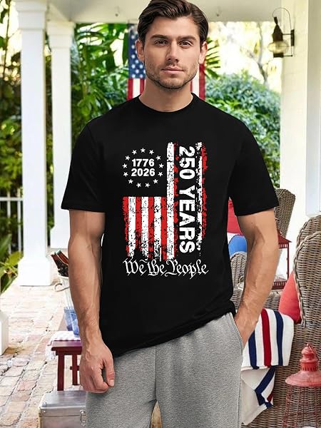 250th Anniversary USA Shirts for Men American Flag T-Shirt 4th of July Shirt 250 Years Birthday Patriotic Tops - 3
