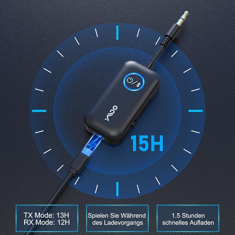 YMOO Bluetooth Adapter TV Fejhallgatóhoz, 3.5mm Jack Adó-Vevő Alacsony Késleltetéssel