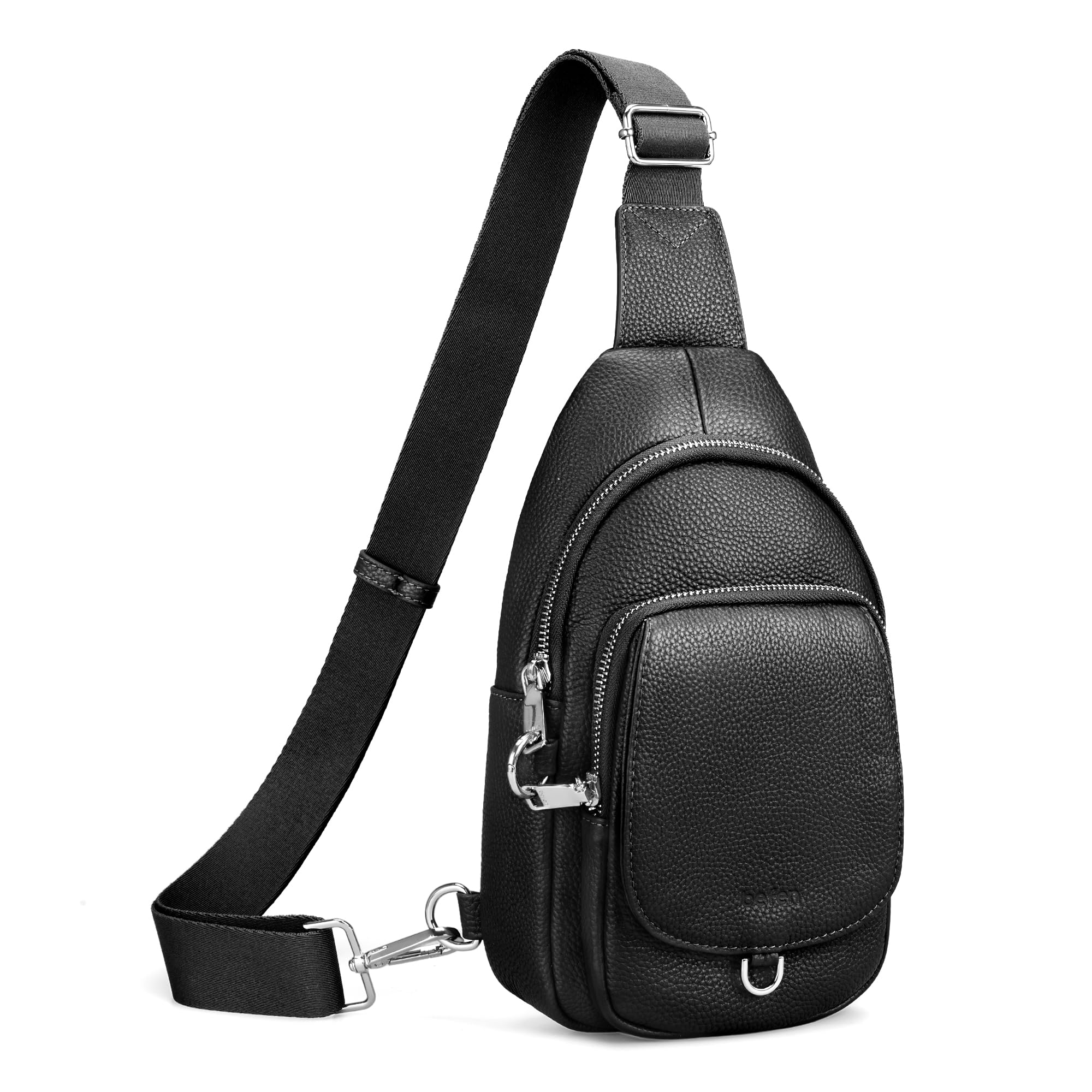 befen Antykradzieżowa torba na ramię z prawdziwej skóry dla kobiet, RFID, mała torba crossbody, torba na klatkę piersiową, skórzana saszetka na podróż