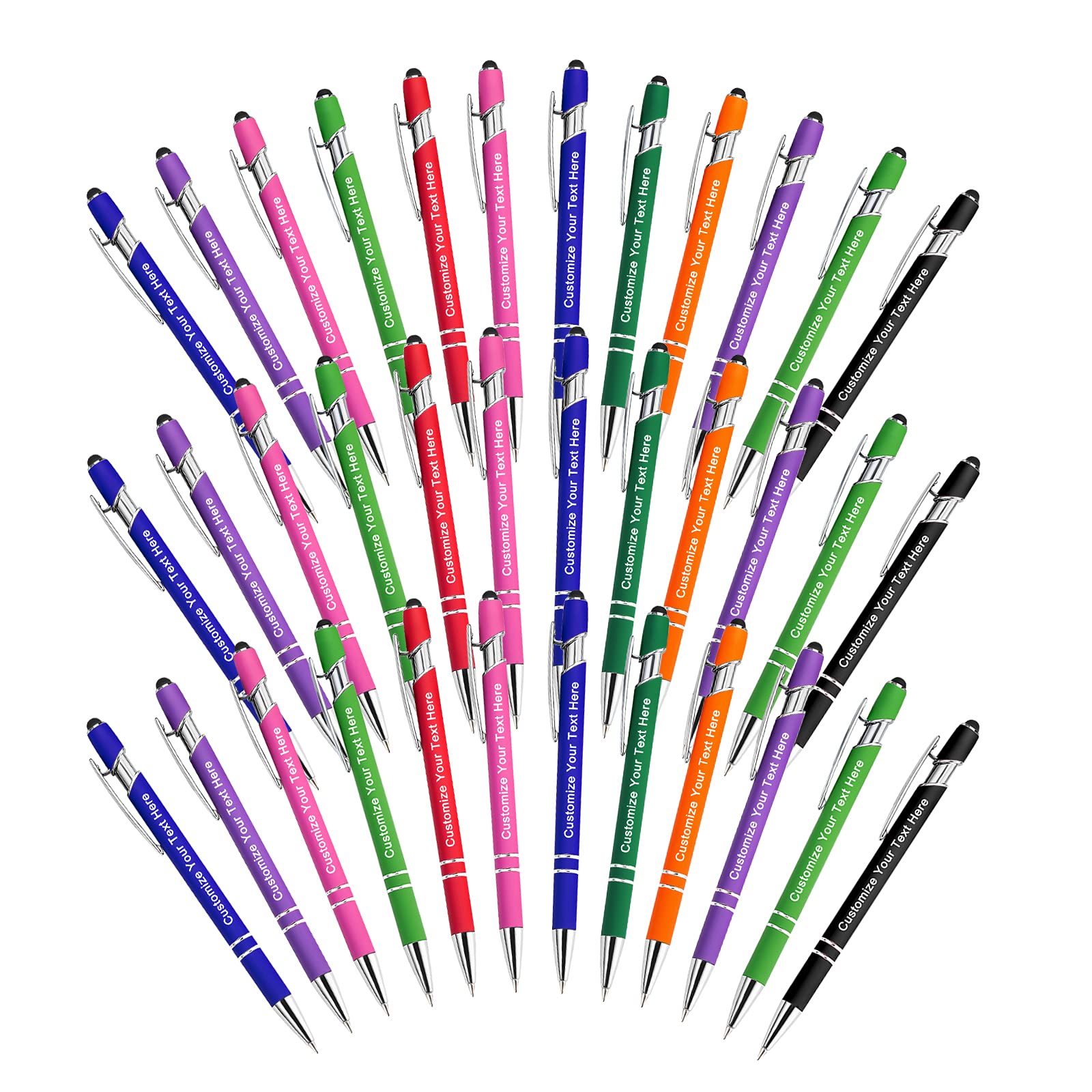 Qingxily Custom Pens Bulk - Up to 300 Personalized Stylus Ballpoint Pens With Free Engraving - Customized With Your Name, Text, Message for Business, Graduation, Anniversaries - Colorful 36 Pcs