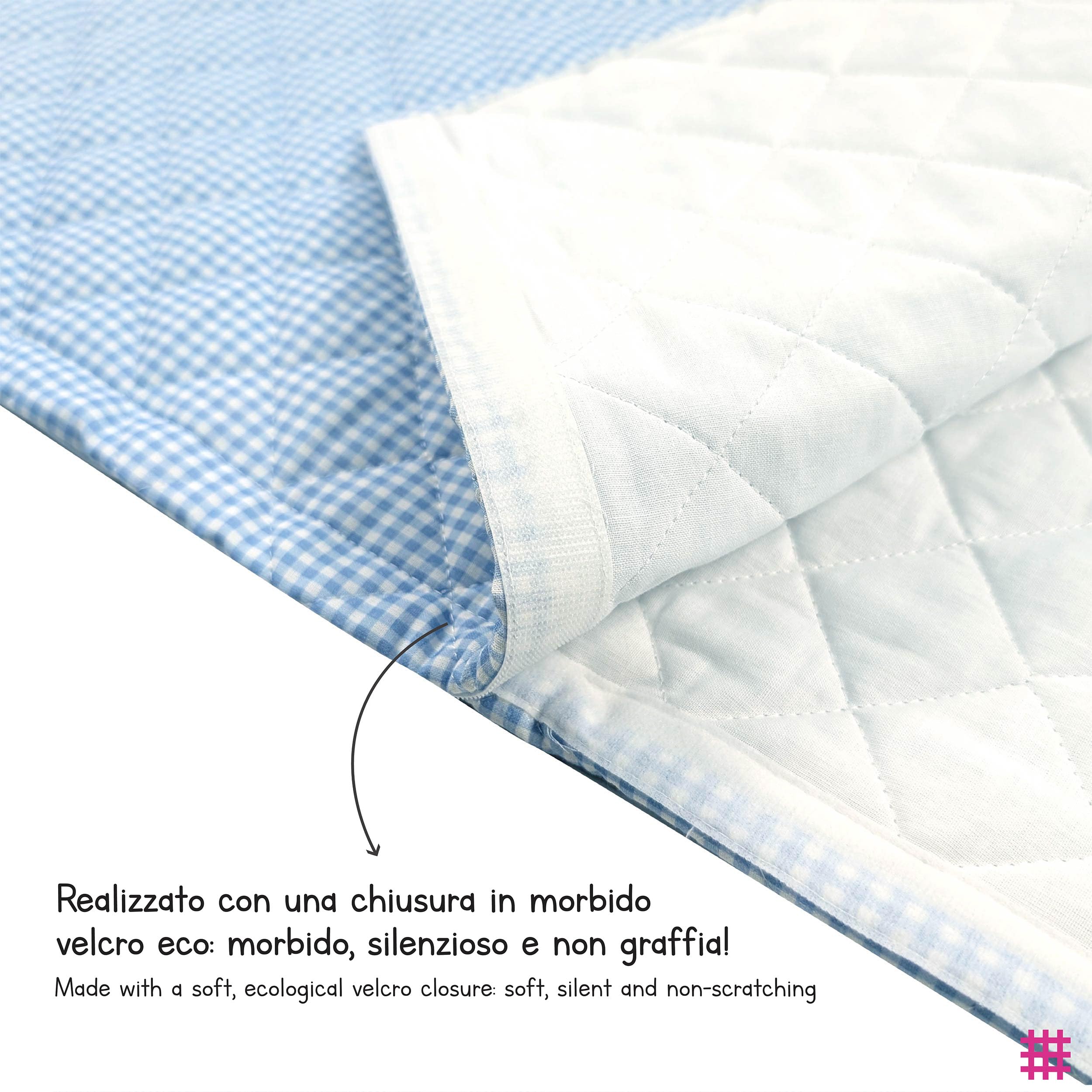 Panini Tessuti Saco de Dormir para niños y niñas de 2 a 6 años - Tejido Acolchado 100% algodón, para Dormir en la guardería y en casa - Made in Italy (Saco de Dormir Cuadrados Azules