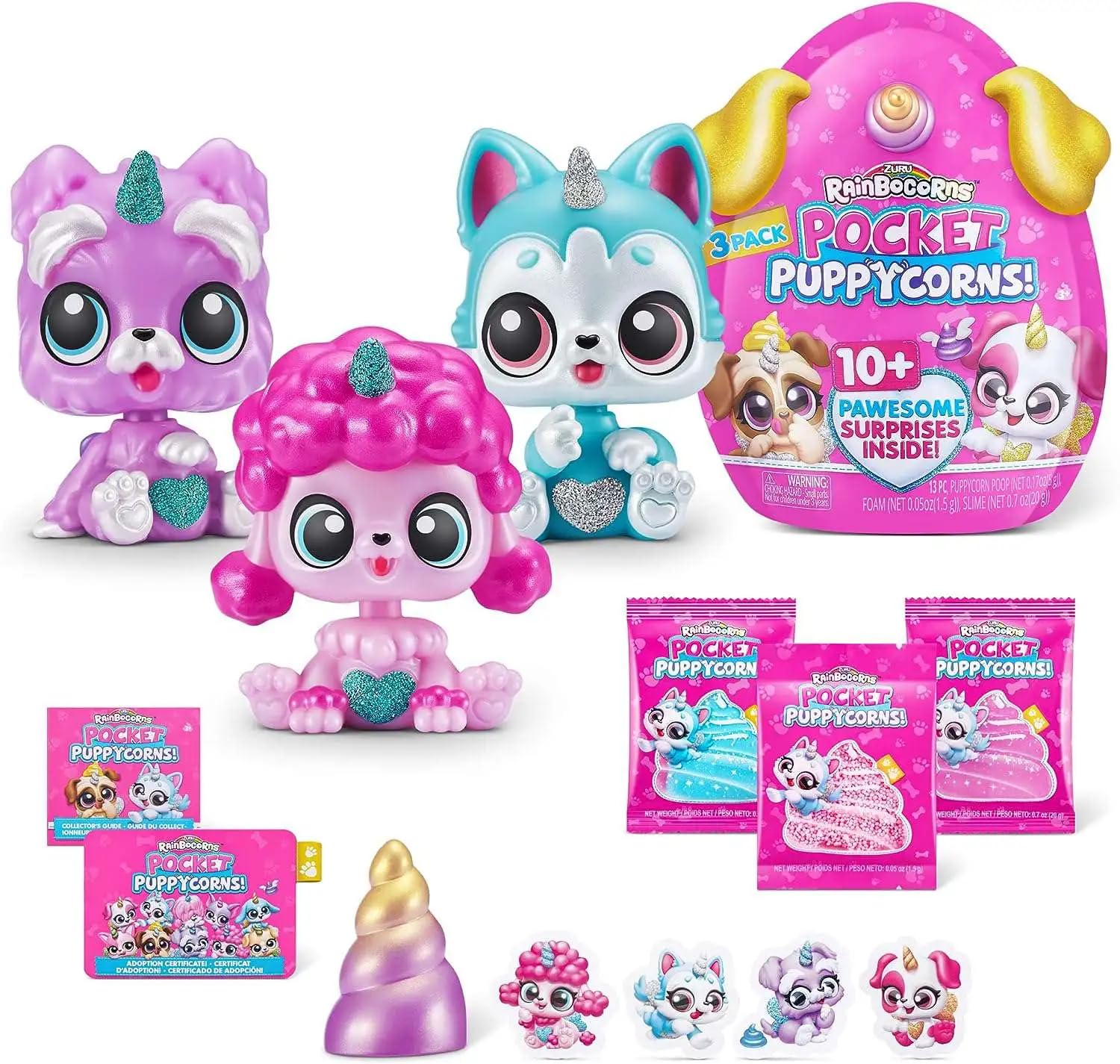 Rainbocorns Pocket Puppycorns Series 1 Mystery Figure Random 3-Pack 3+ Years (Pink)