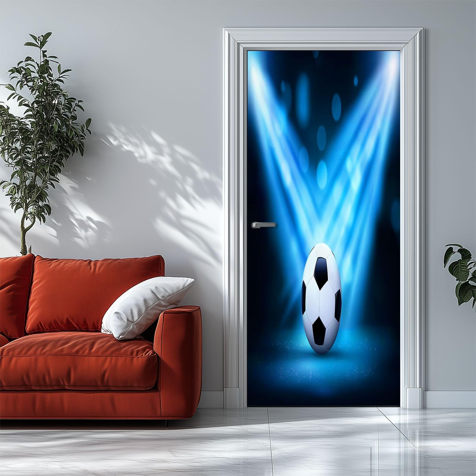 Tapeta na drzwi 3D, samoprzylepna, piłka nożna, paski, plakat na drzwi, do fotografii artystycznej, naklejka na drzwi, wodoszczelna, zdejmowana folia na drzwi, fototapeta, salon, sypialnia, łazienka