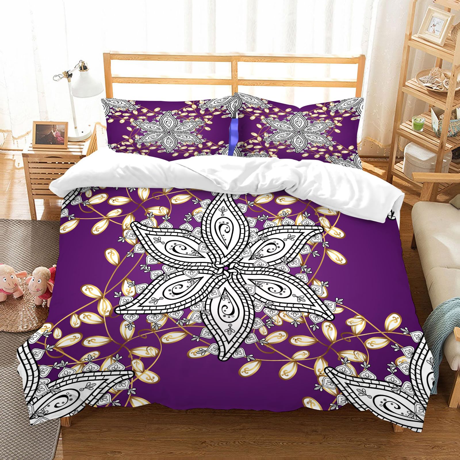 Parure de lit vintage lilas 200x228 cm pour sublimer la décoration de votre chambre moderne