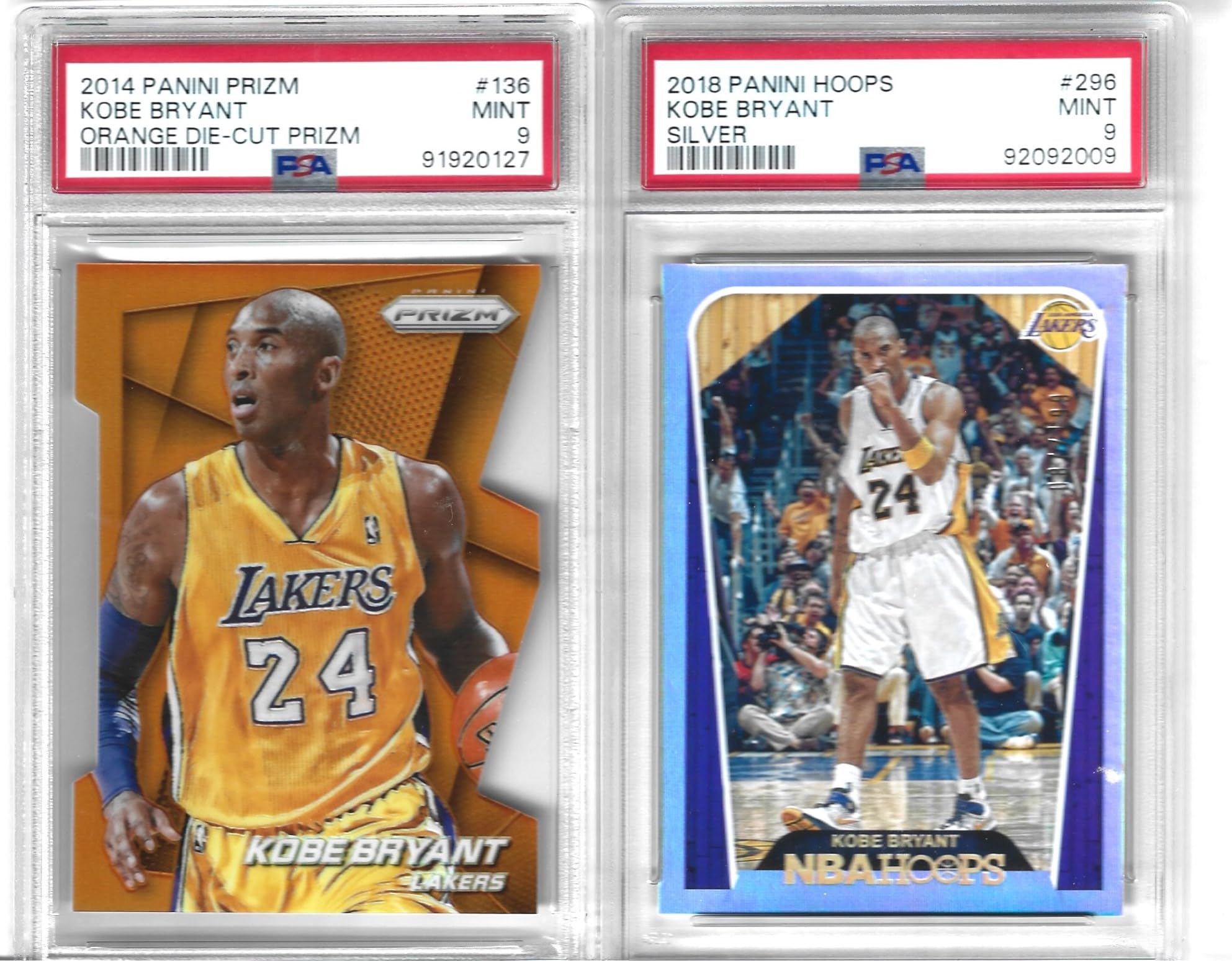 kobe bryant rare card Amazon.com: MINT PSA 9 KOBE BRYANT BASKETBALL 2 CARD LOT RARE SHORT PRINT  ORANGE DIE CUT PRIZM SER#/139 AND HOOOPS SILVER SER#/199 : Collectibles &  Fine Art