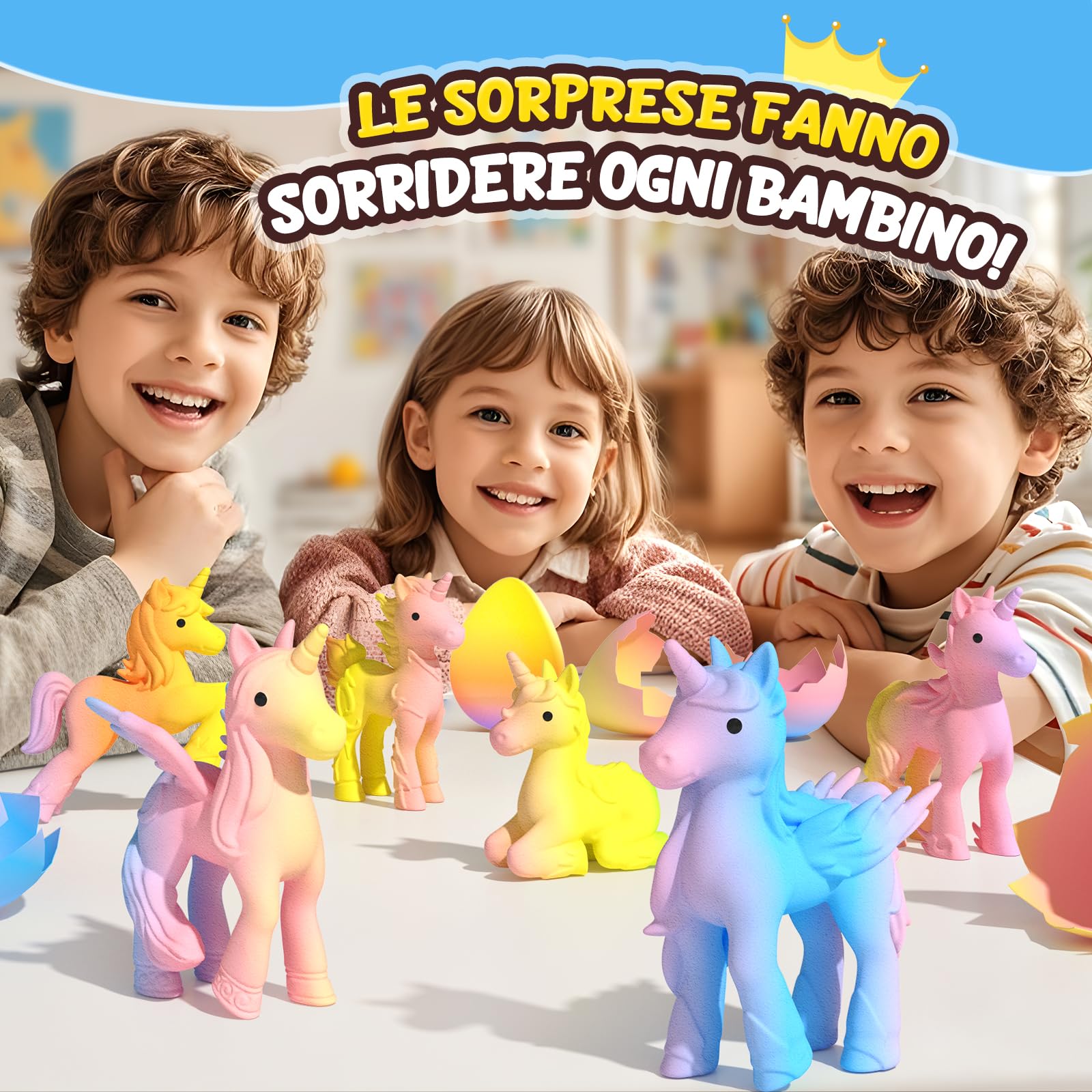 Uova Arcobaleno che Si Schiudono con Unicorni per Bambini - 6 Giocattoli Unicorno per Ragazzi e Ragazze, Idee Regalo per Pasqua o Compleanno per Bambini dai 3+ Anni - Regali per Bambine di 3 4 5 6 7 8