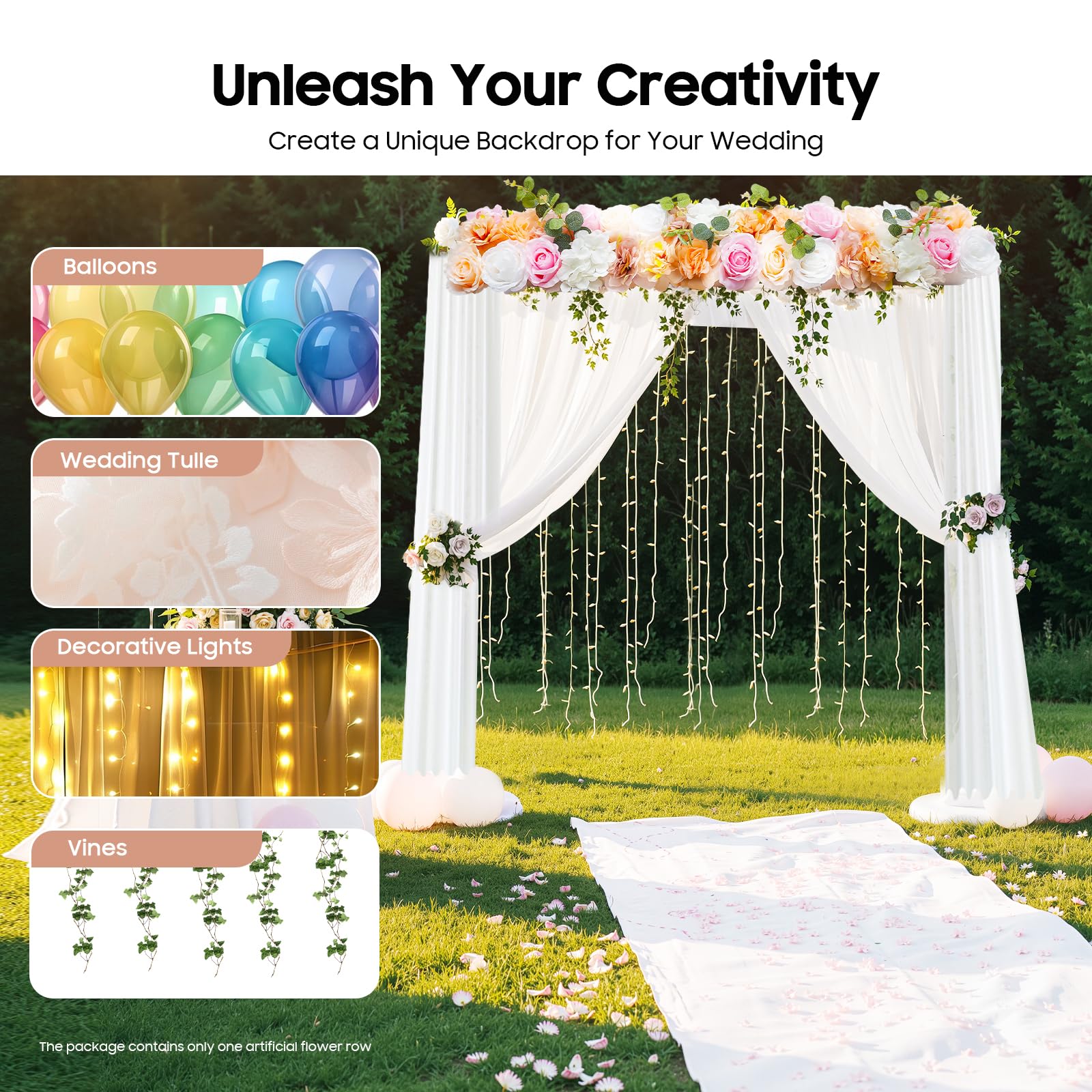 Flores artificiales de pared de 100 cm, 3D de flores artificiales de seda, fácil de limpiar, decoración de pared para balcón, jardín, boda, fiesta, sala de estar