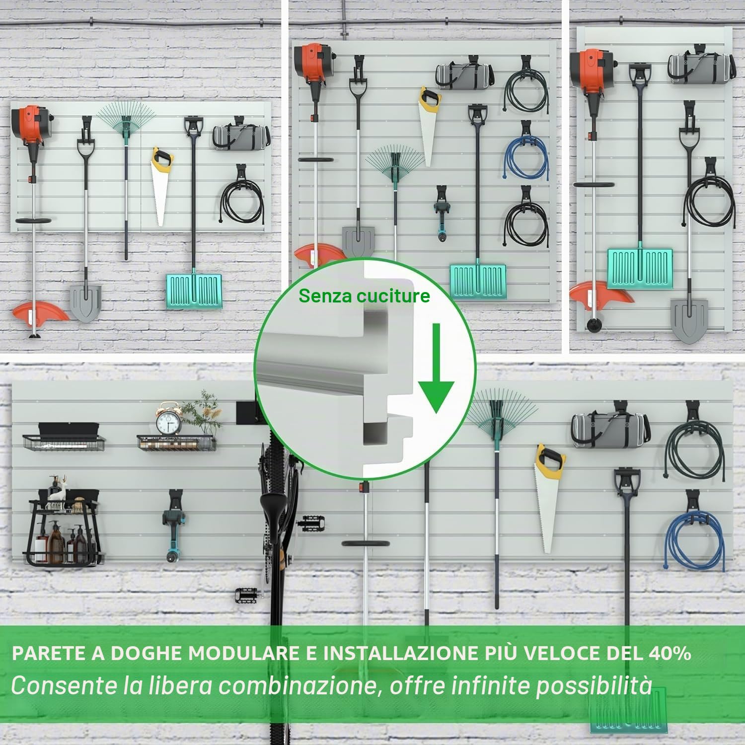 Jolitac Pannello dogato da parete per negozio garage e espositore mensola organizer da parete 122 x 61 cm