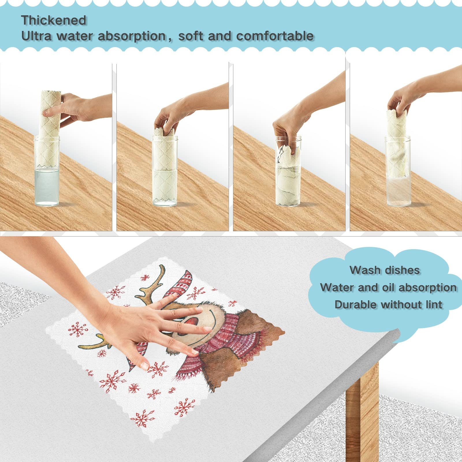 VIGTRO 6 Pack Super Absorbent Kitchen Towels, Christmas