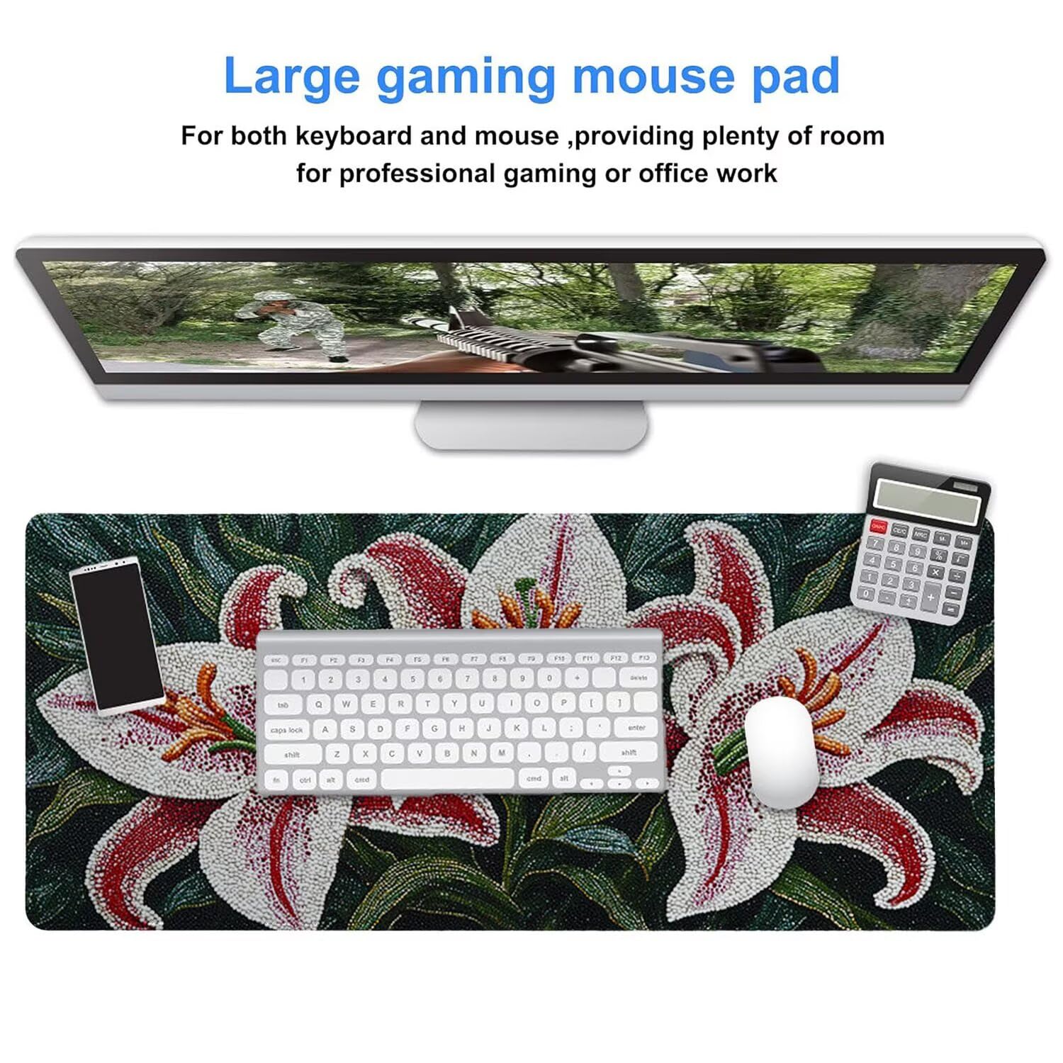 Podkładka pod mysz do gier, 1600 x 800 mm, XXL, duża gamingowa podkładka pod mysz, wodoodporna podkładka pod mysz, długa podkładka na biurko z przeszytymi krawędziami, mata na biurko z gumową podstawą